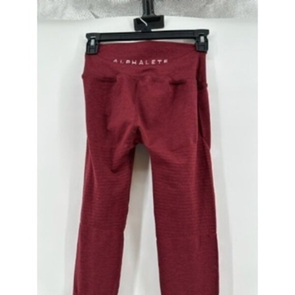 Alphalete Maroon Amplify Compression Leggings Gym Workout Fitness Athleisure - Picture 6 of 10